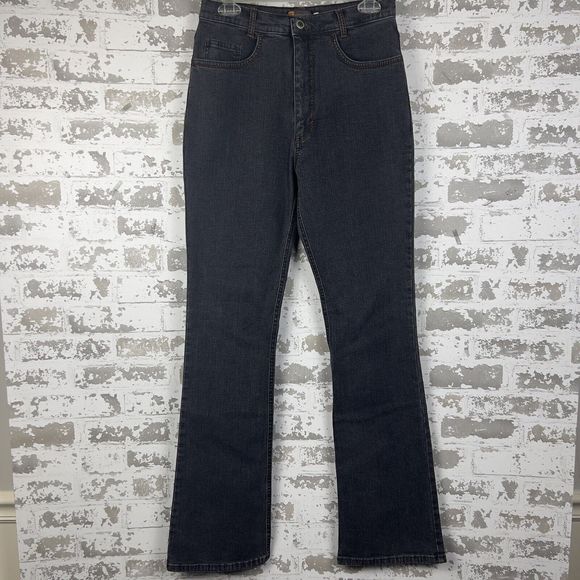 Giorgio Of Palm Beach‎ Jeans Women’s 4 Gray Denim Thick Brown Stitching Bootcut - Picture 1 of 16